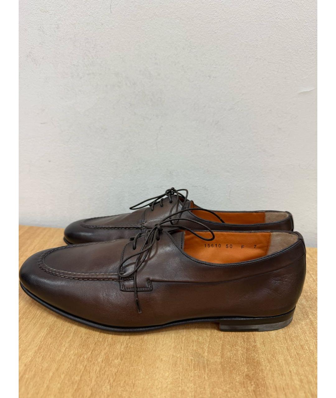 SANTONI Коричневые кожаные туфли, фото 8