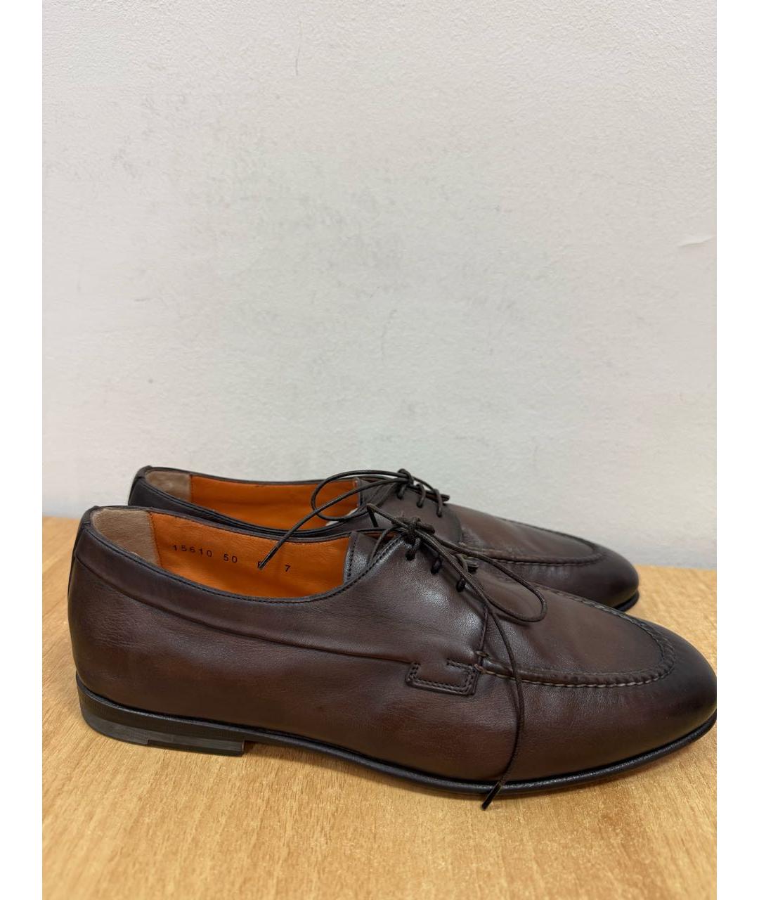 SANTONI Коричневые кожаные туфли, фото 3