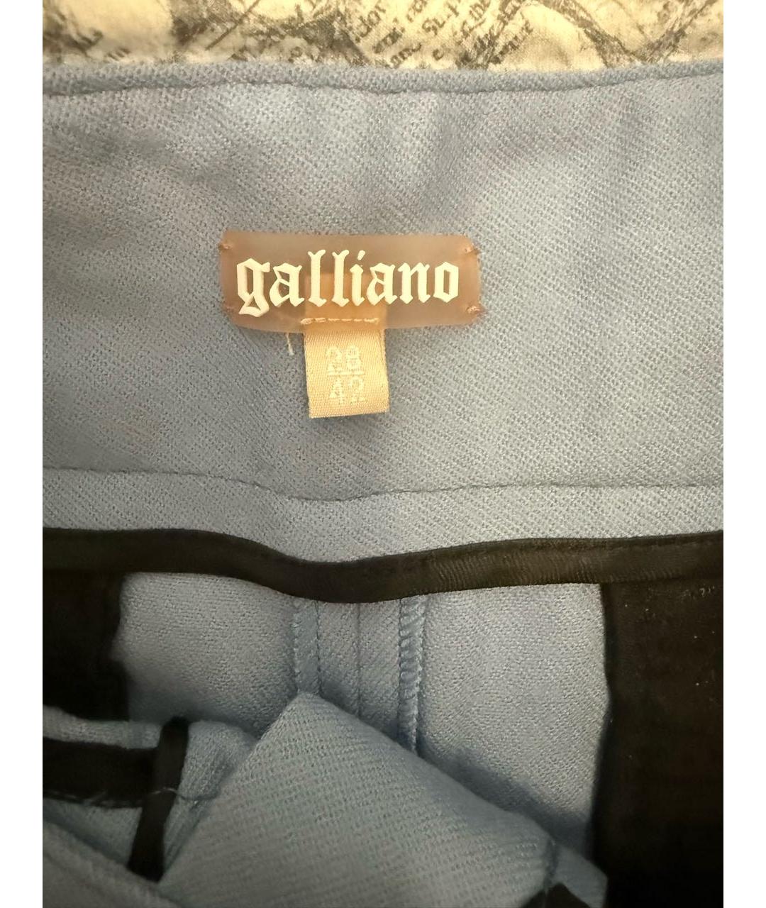 JOHN GALLIANO Голубые шерстяные прямые брюки, фото 5
