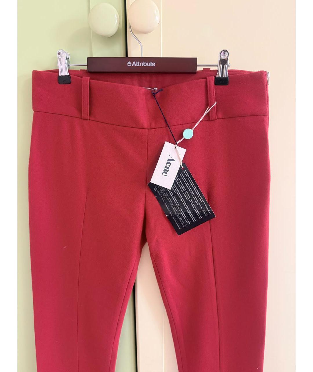 ACNE STUDIOS Красные шерстяные брюки узкие, фото 3