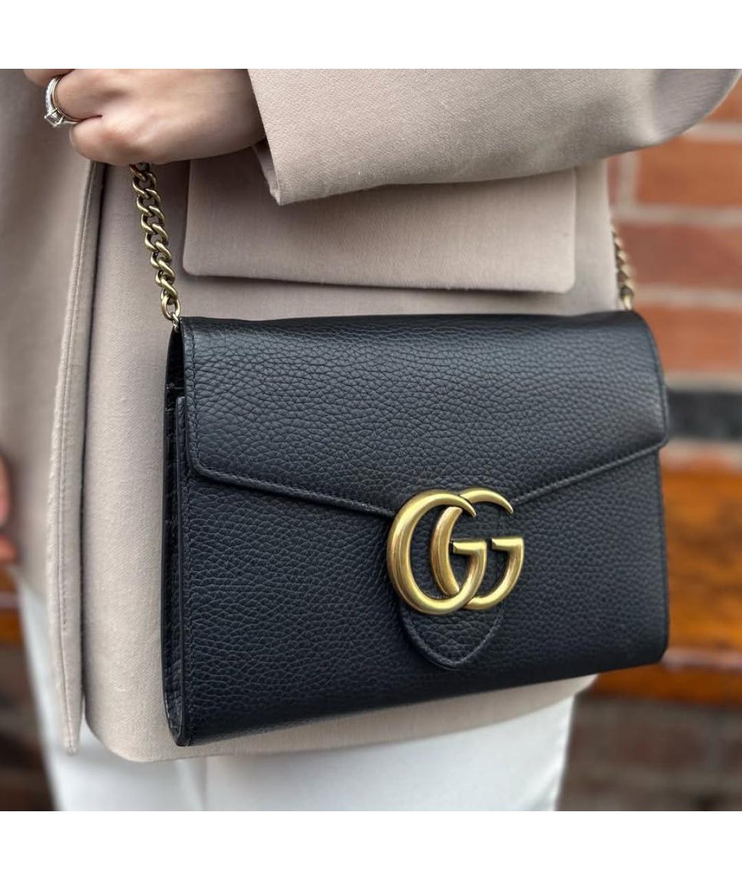 GUCCI Черная кожаная сумка через плечо, фото 5