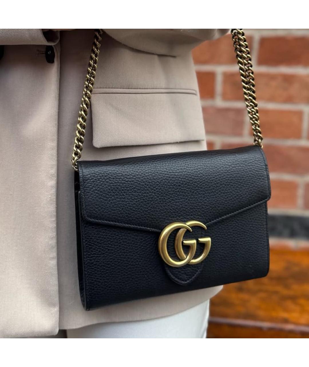 GUCCI Черная кожаная сумка через плечо, фото 4