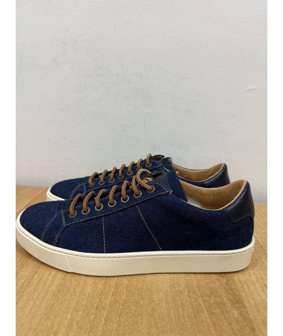 SANTONI Синие текстильные низкие кроссовки / кеды, фото 4