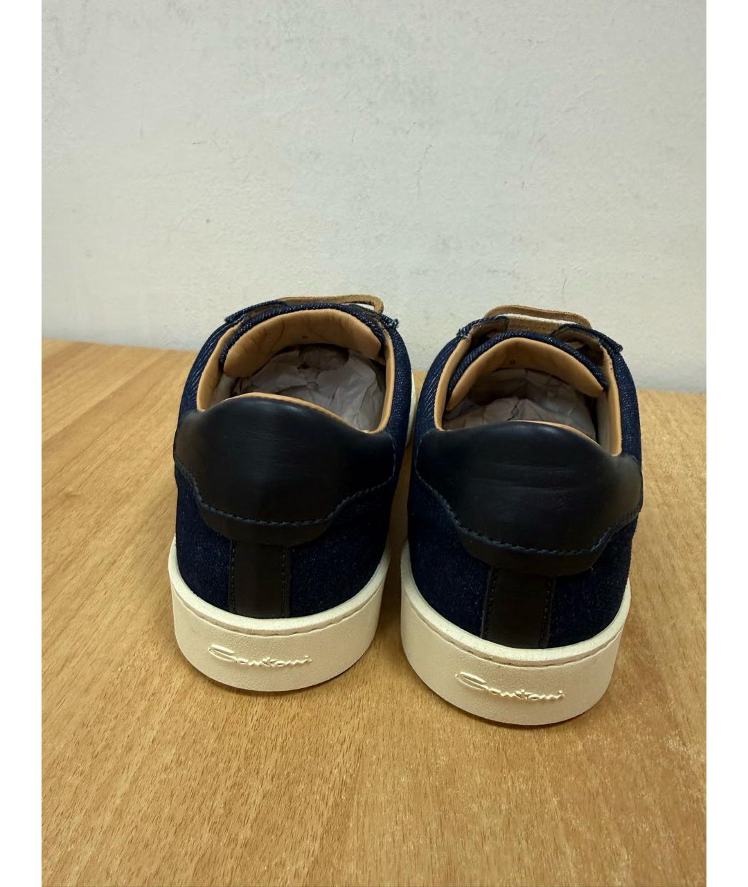 SANTONI Синие текстильные низкие кроссовки / кеды, фото 7