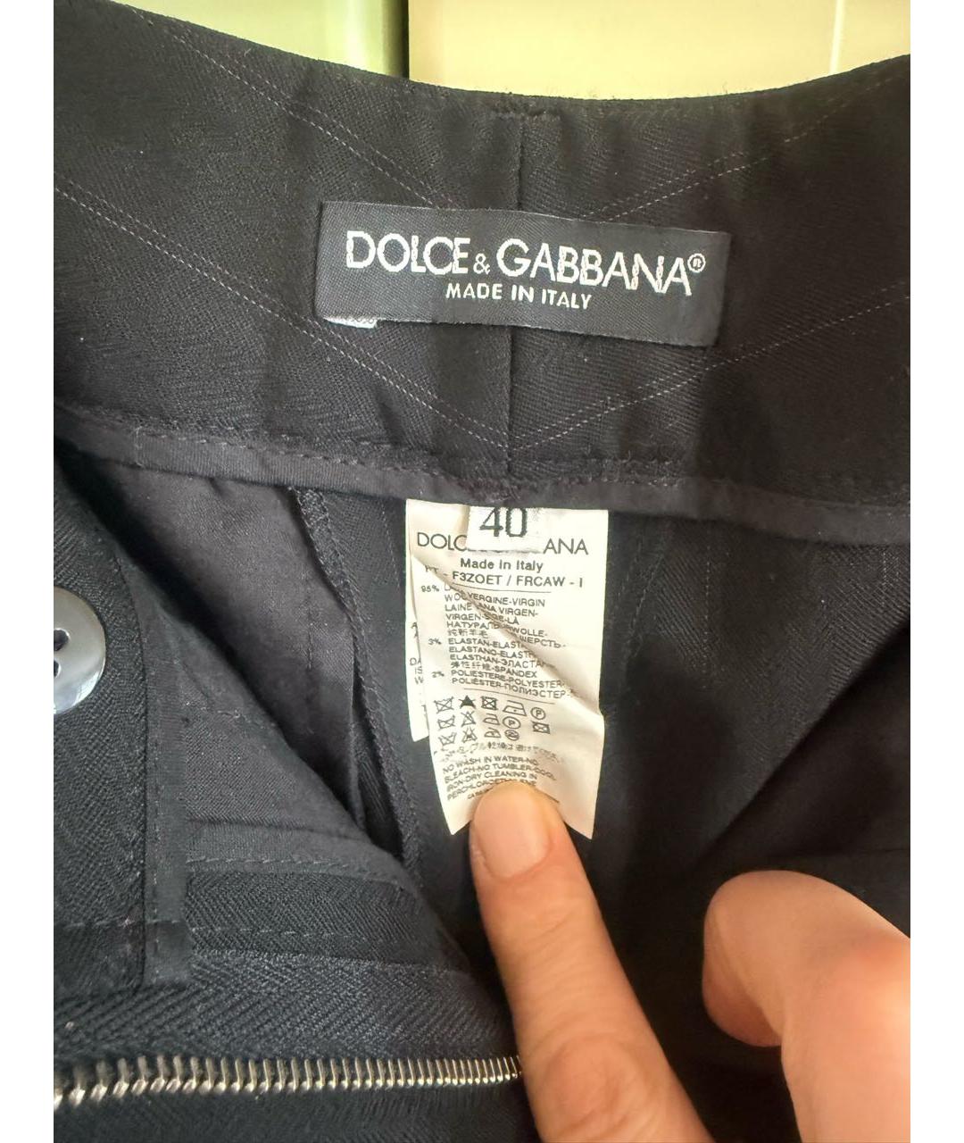 DOLCE&GABBANA Черные шерстяные прямые брюки, фото 6