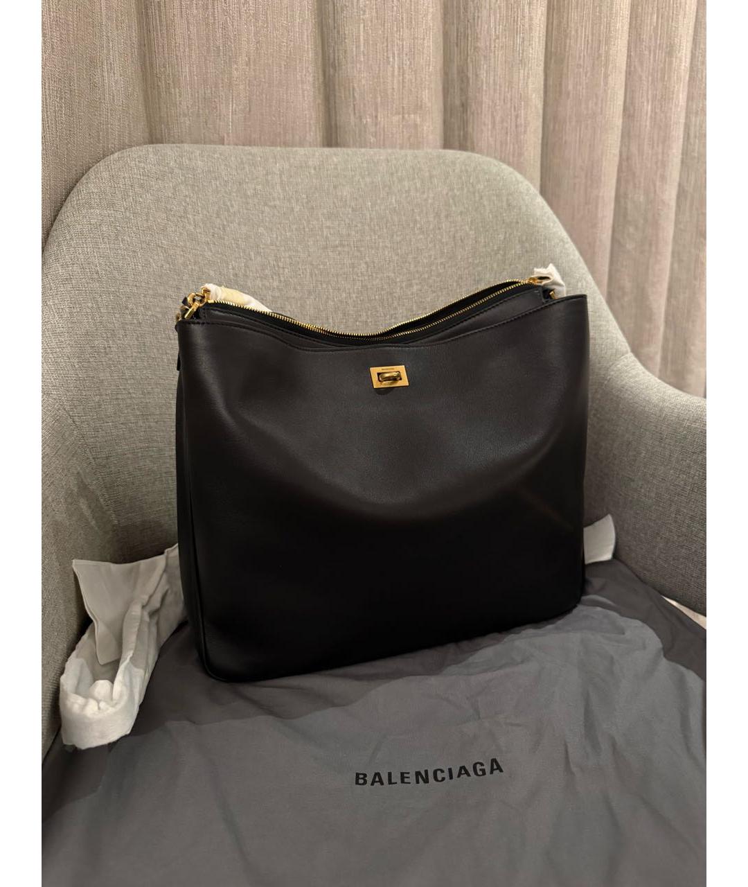 BALENCIAGA Черная кожаная сумка через плечо, фото 2