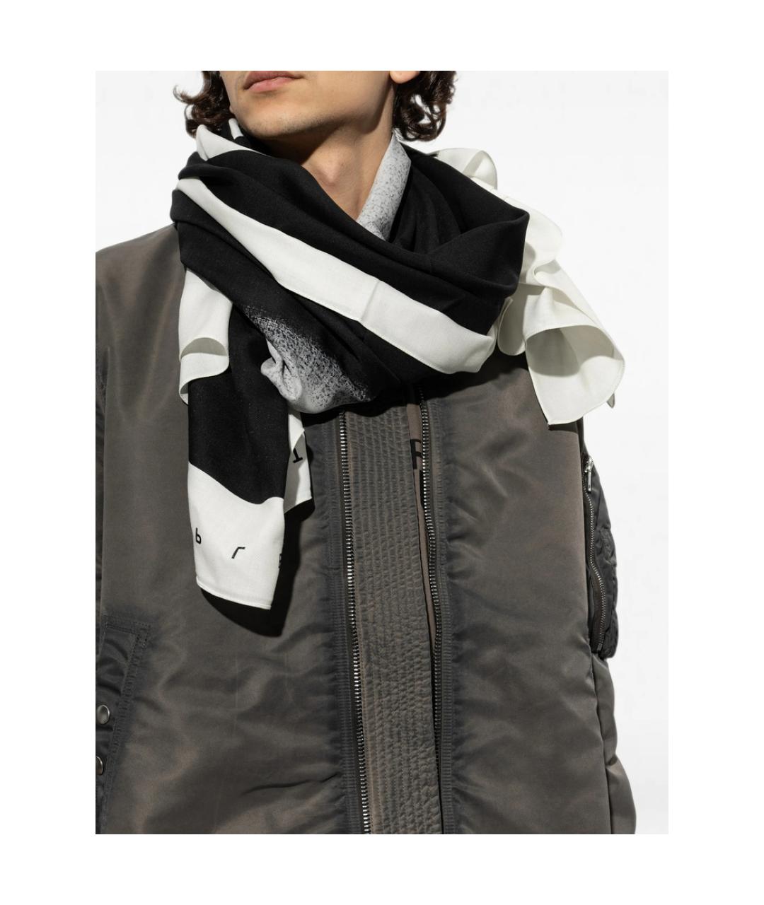 RICK OWENS Черный хлопковый шарф, фото 4
