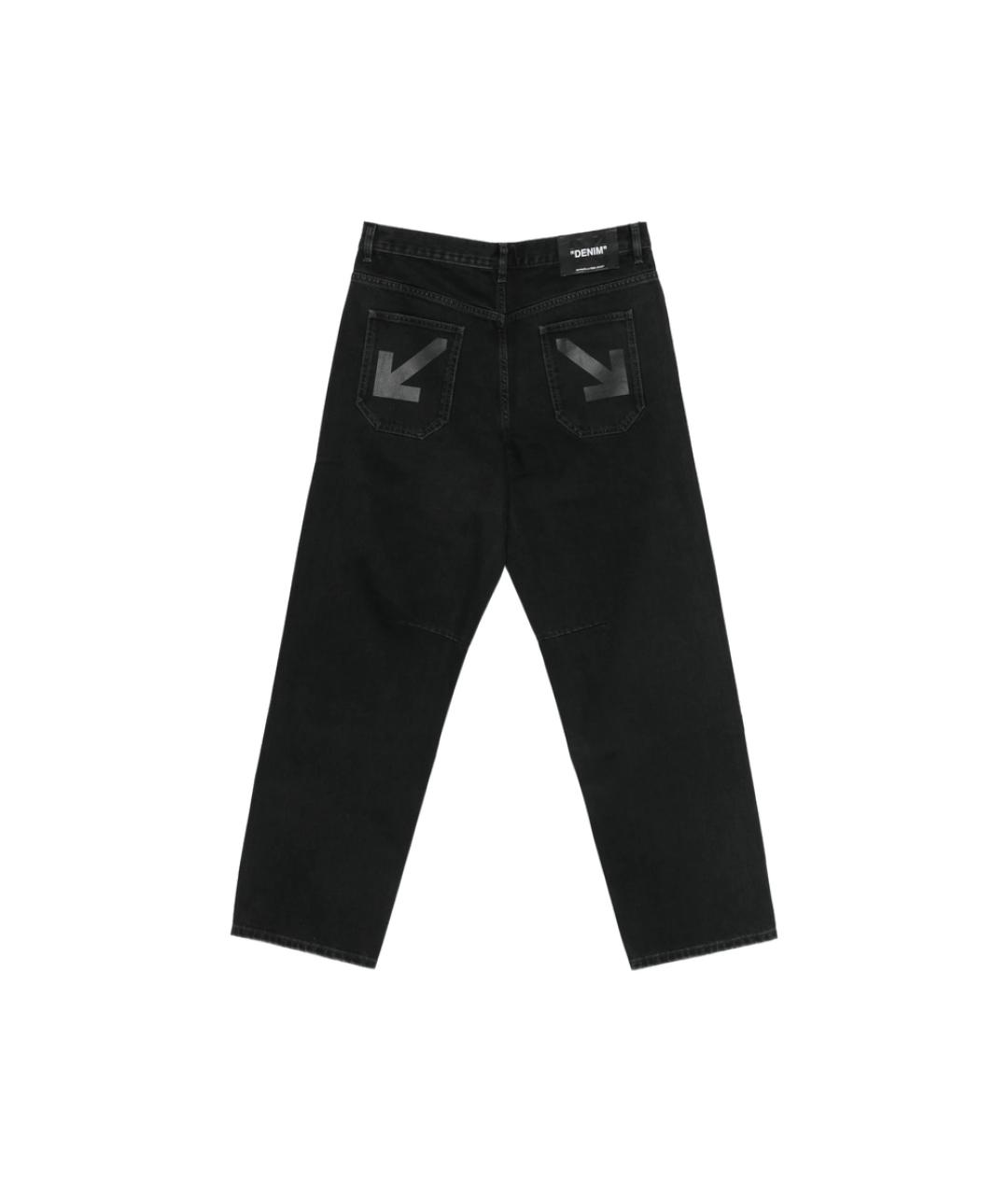 OFF-WHITE Черные хлопковые прямые джинсы, фото 3