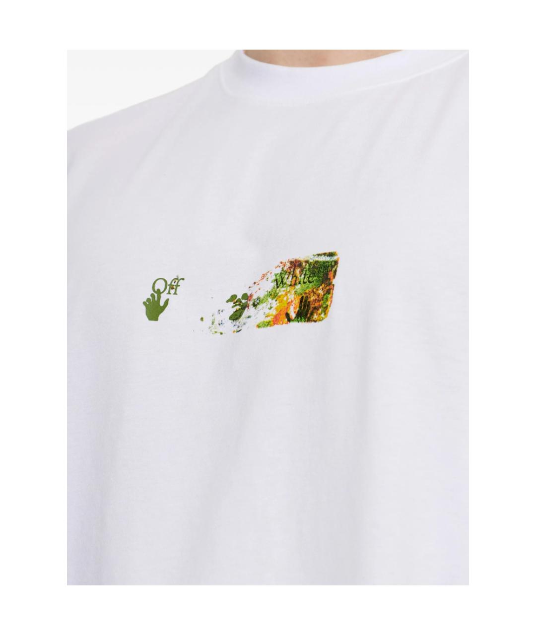 OFF-WHITE Белая хлопковая футболка, фото 4