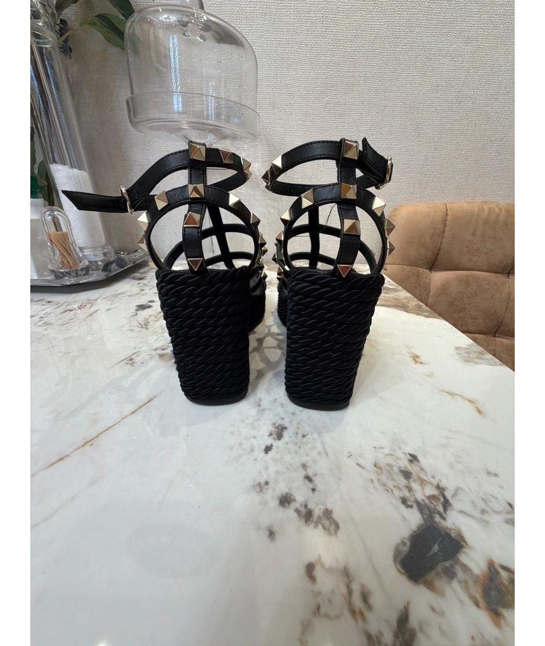 VALENTINO Черные кожаные босоножки, фото 4