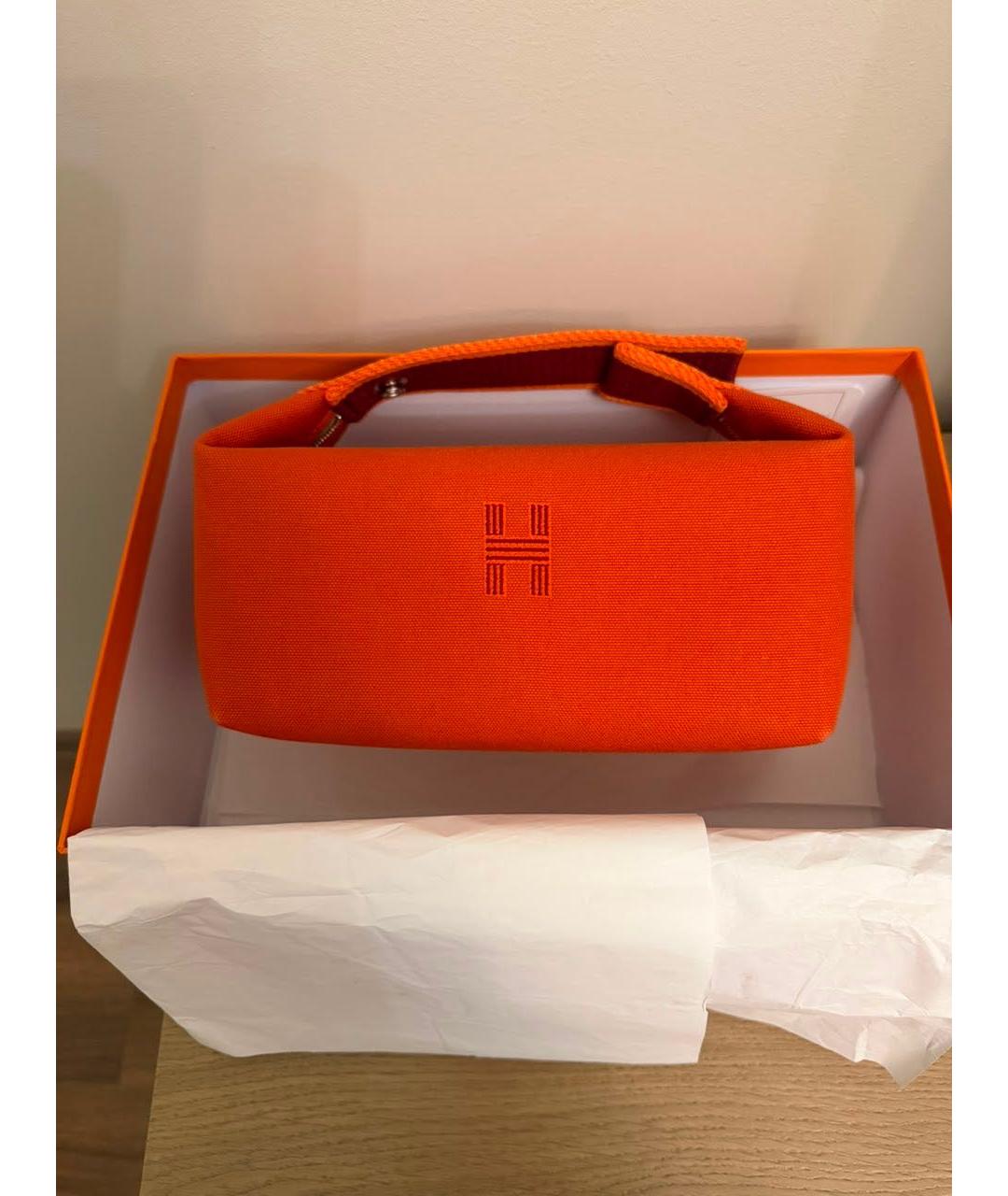 HERMES Коралловая жаккардовая косметичка, фото 2