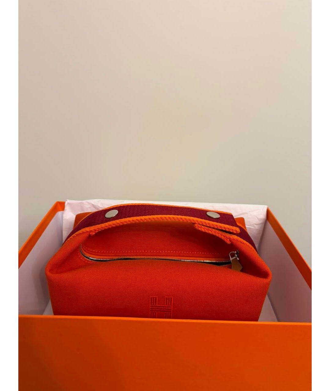 HERMES Коралловая жаккардовая косметичка, фото 3
