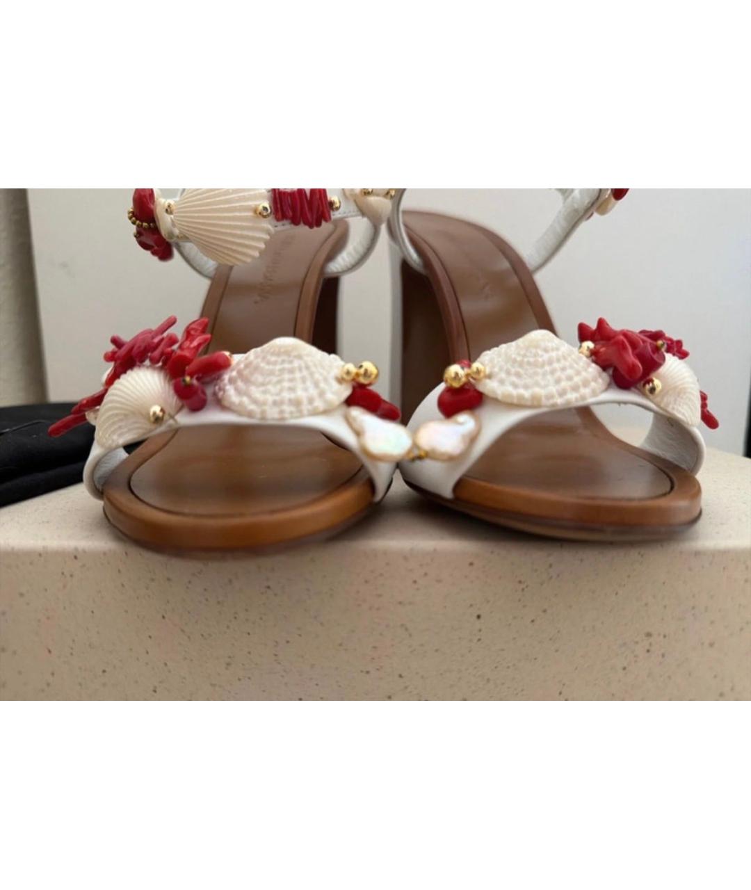 DOLCE&GABBANA Белые кожаные босоножки, фото 7