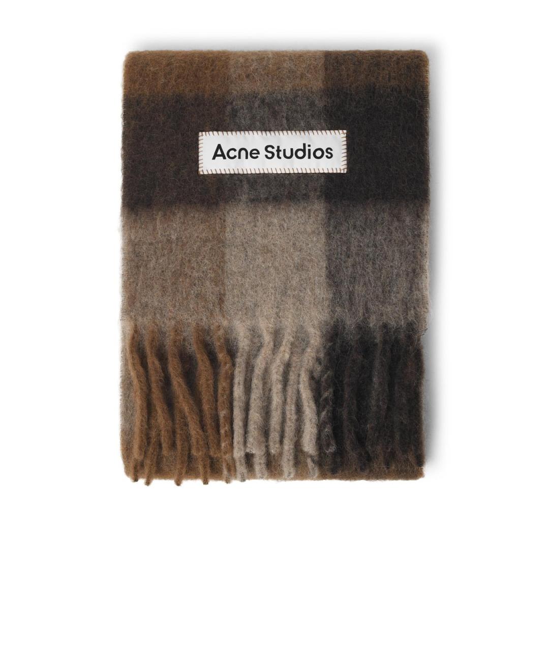 ACNE STUDIOS Коричневый шерстяной шарф, фото 4