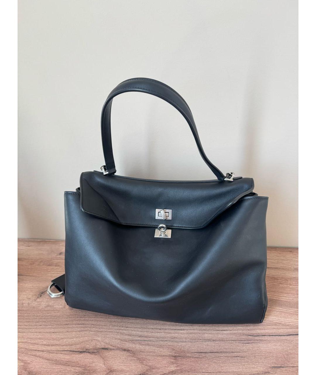 BALENCIAGA Черная кожаная сумка через плечо, фото 2