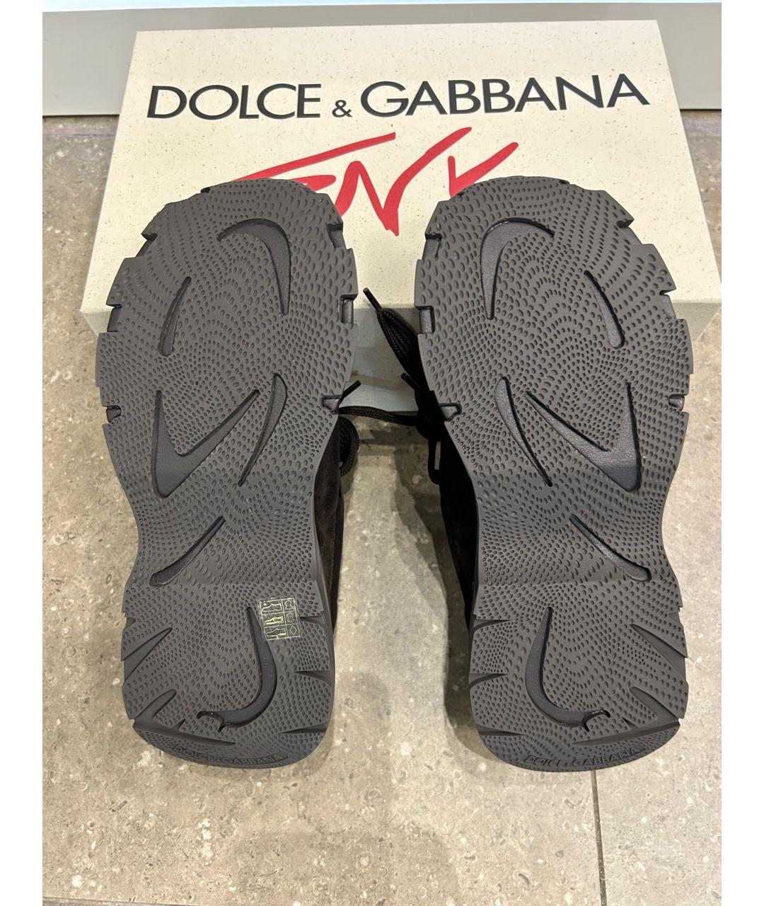 DOLCE&GABBANA Коричневые замшевые низкие кроссовки / кеды, фото 7
