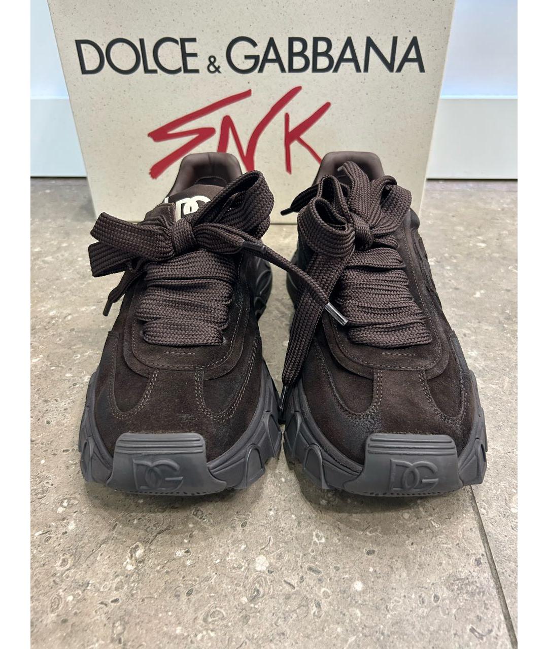 DOLCE&GABBANA Коричневые замшевые низкие кроссовки / кеды, фото 6