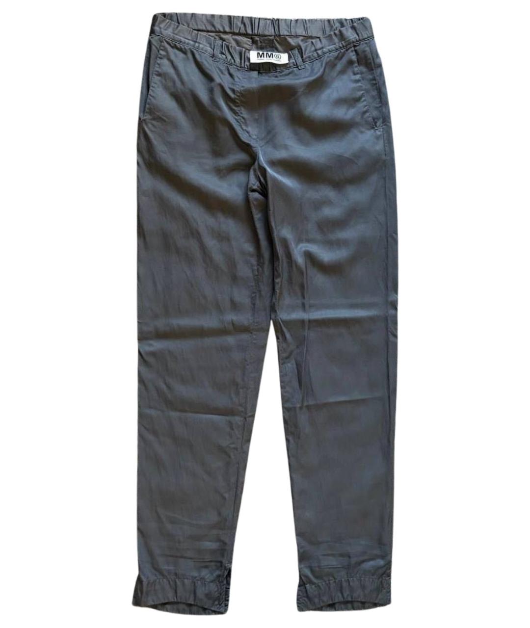 MM6 MAISON MARGIELA Серебряные вискозные прямые брюки, фото 1