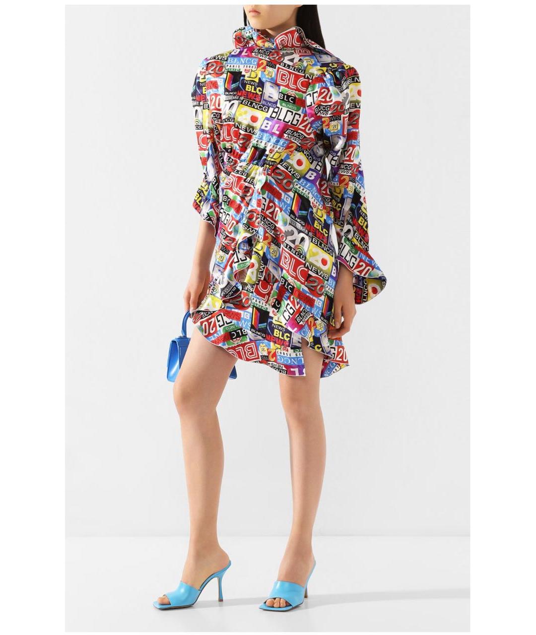 BALENCIAGA Мульти шелковое коктейльное платье, фото 3