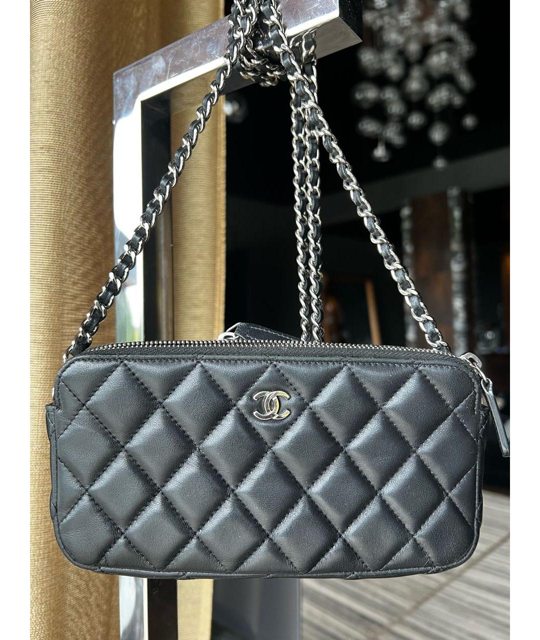 CHANEL Черная кожаная сумка через плечо, фото 8