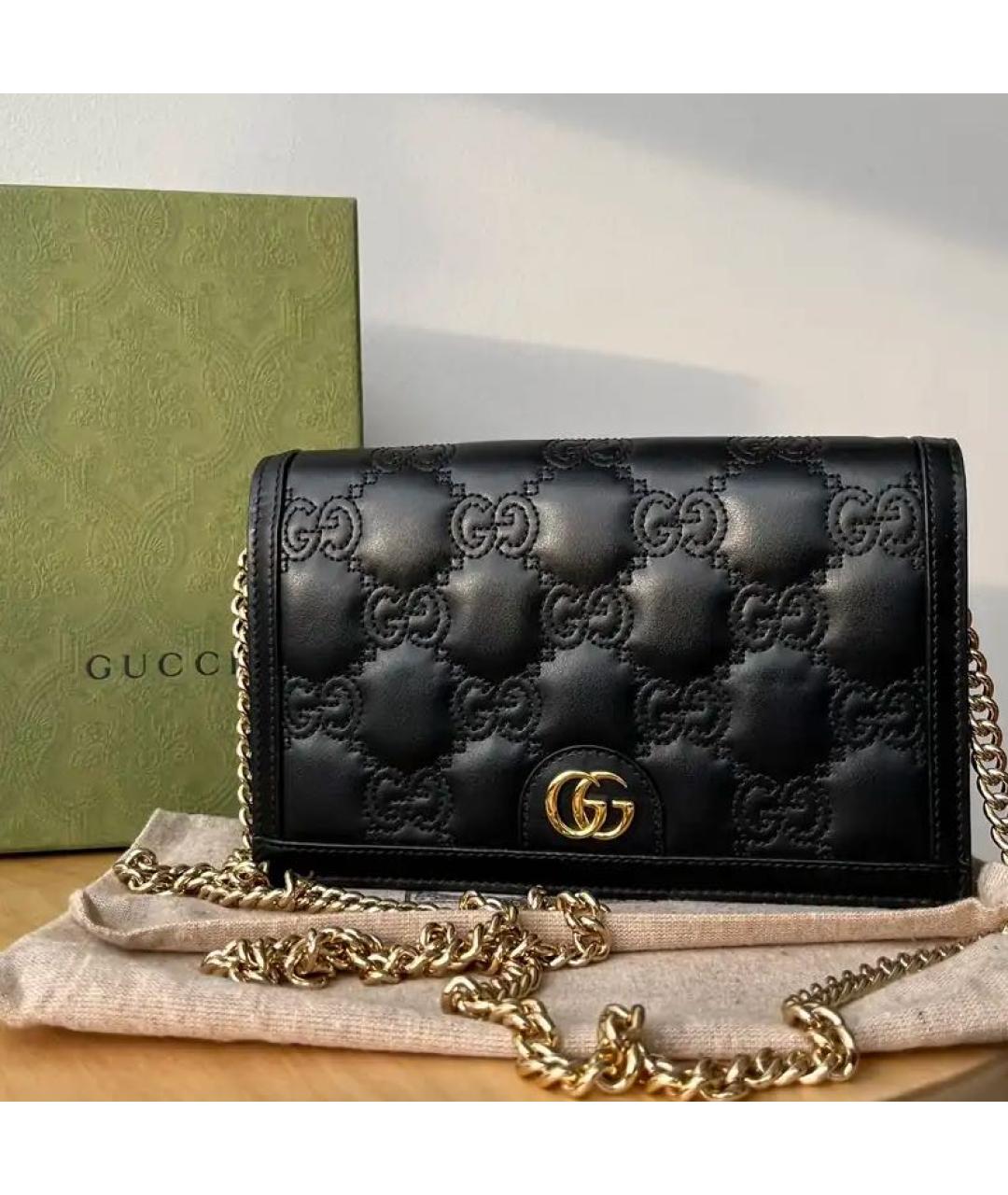 GUCCI Черная кожаная сумка через плечо, фото 4