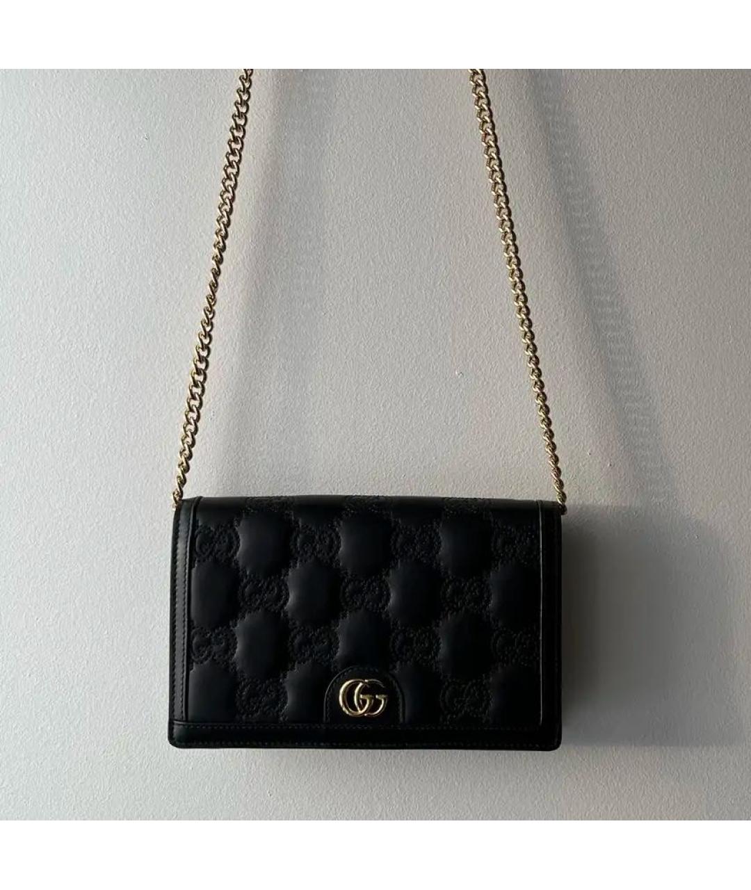 GUCCI Черная кожаная сумка через плечо, фото 5