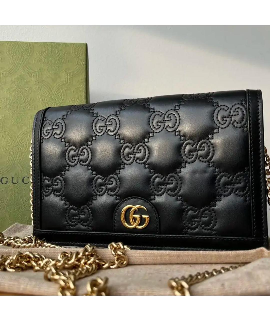GUCCI Черная кожаная сумка через плечо, фото 6