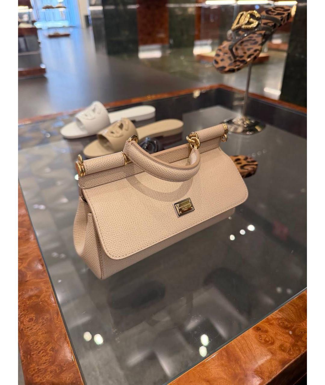 DOLCE&GABBANA Розовая кожаная сумка с короткими ручками, фото 2