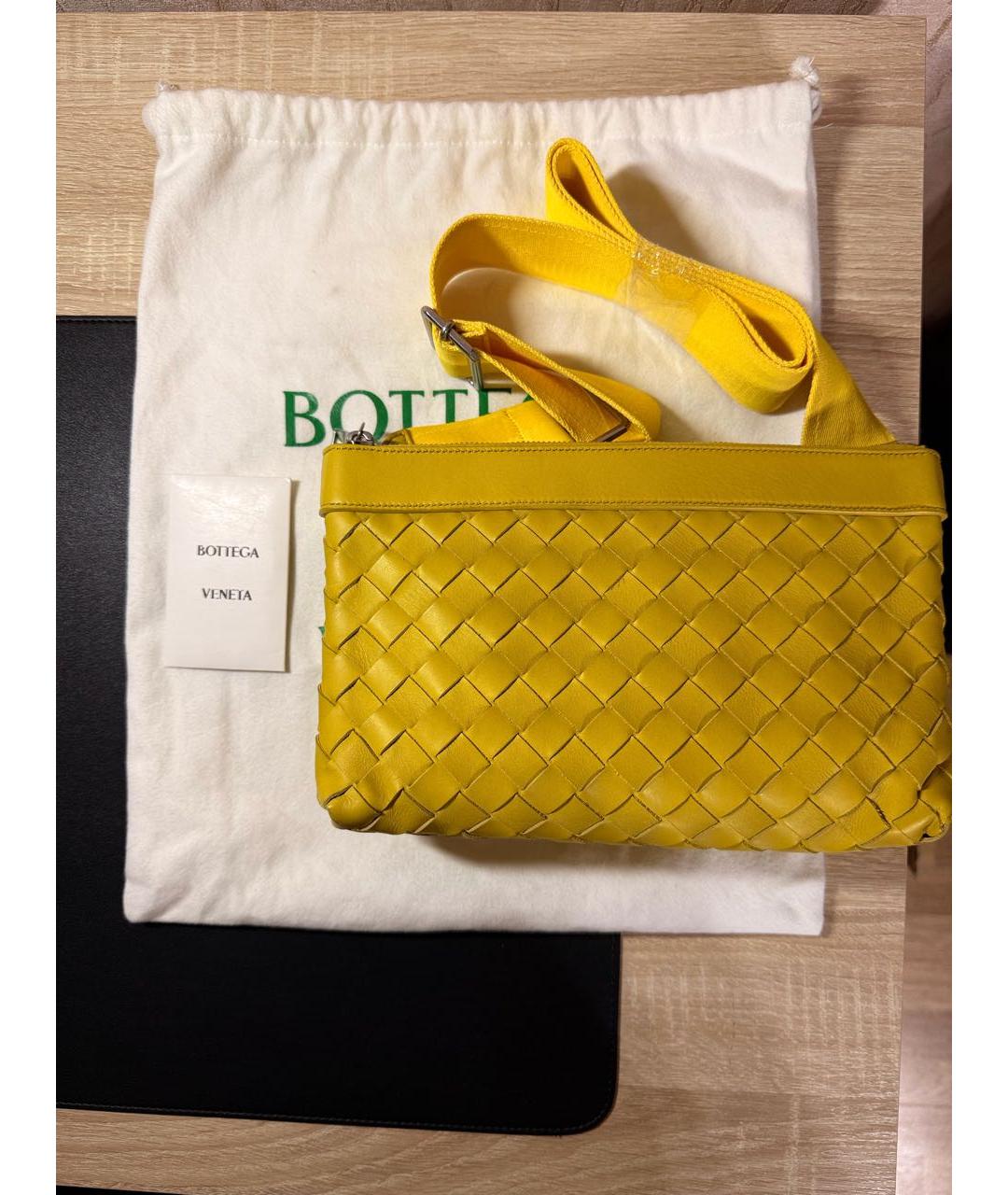 BOTTEGA VENETA Желтая кожаная сумка на плечо, фото 2