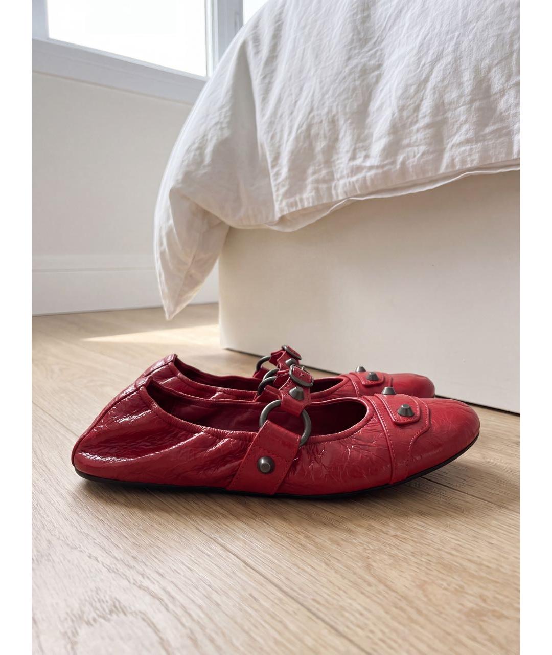 BALENCIAGA Красные кожаные балетки, фото 7