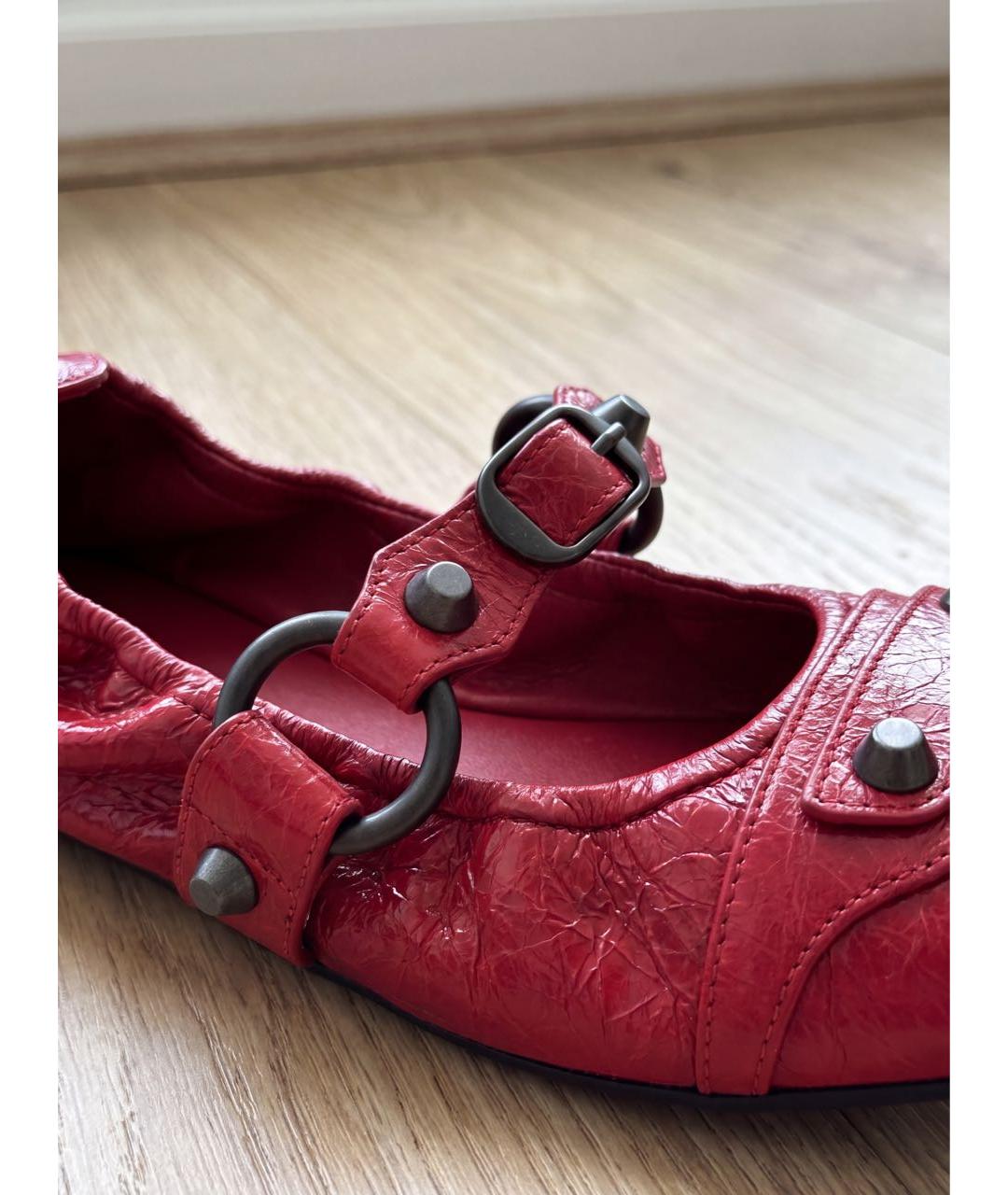 BALENCIAGA Красные кожаные балетки, фото 4