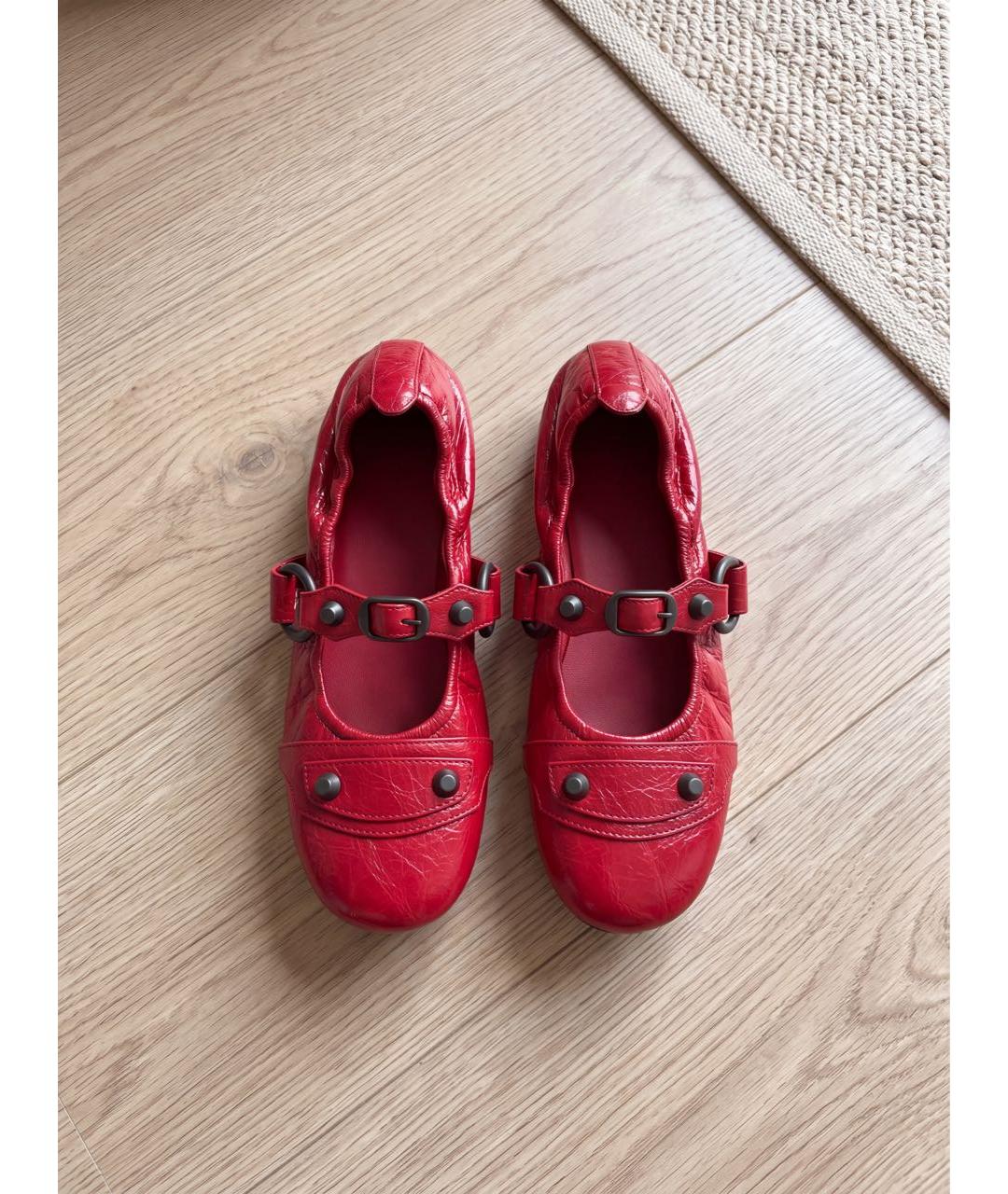 BALENCIAGA Красные кожаные балетки, фото 6