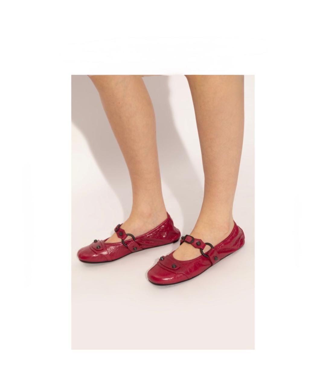 BALENCIAGA Красные кожаные балетки, фото 5