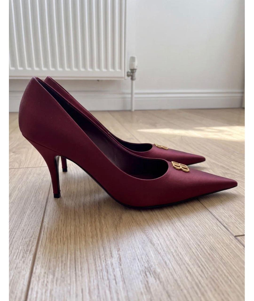 BALENCIAGA Бордовые текстильные туфли, фото 5