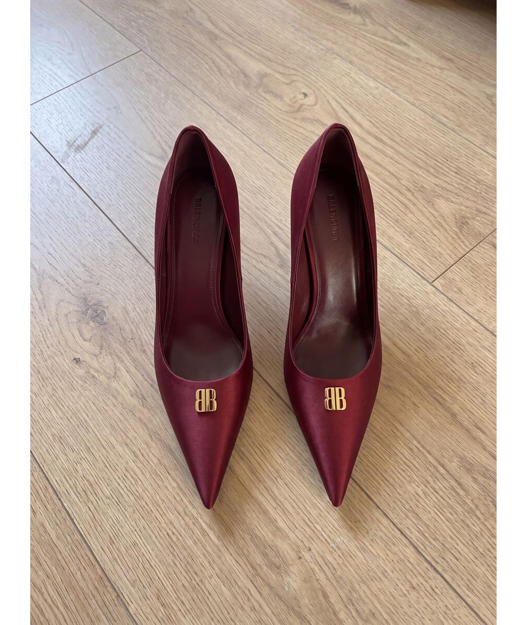BALENCIAGA Бордовые текстильные туфли, фото 4