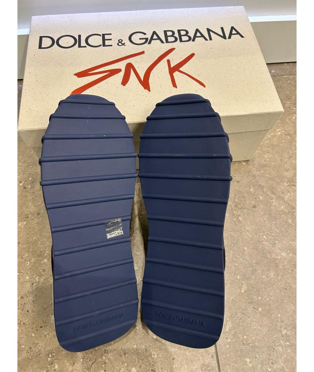 DOLCE&GABBANA Темно-синие замшевые низкие кроссовки / кеды, фото 6
