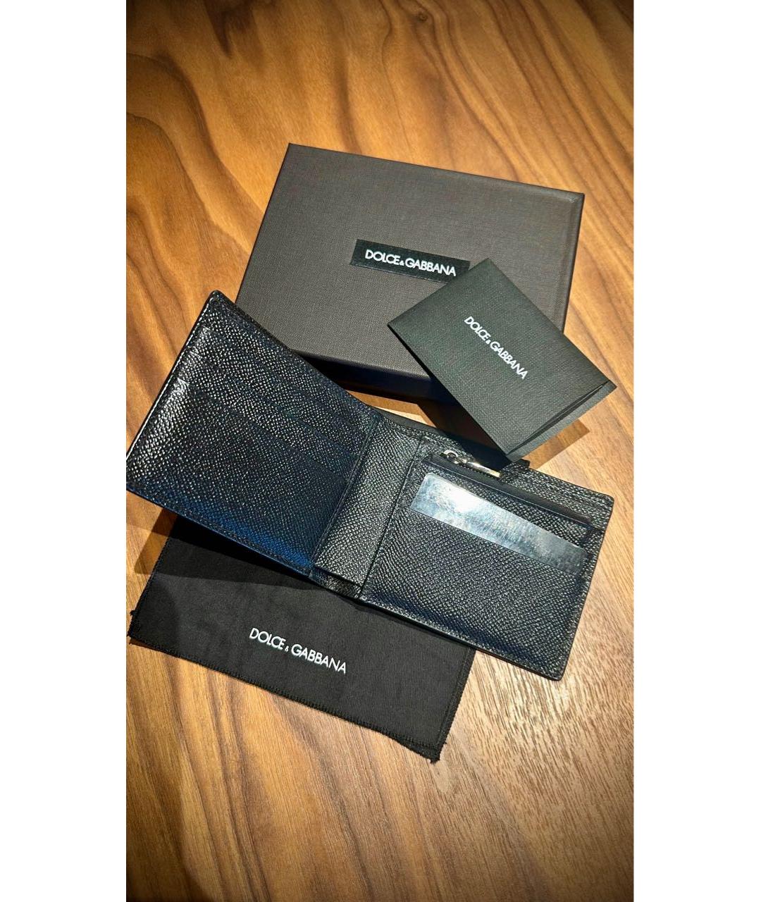 DOLCE&GABBANA Черный кожаный кошелек, фото 4