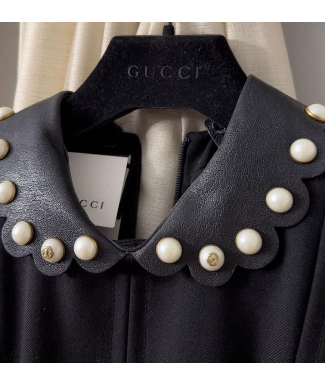 GUCCI Черное шерстяное коктейльное платье, фото 3