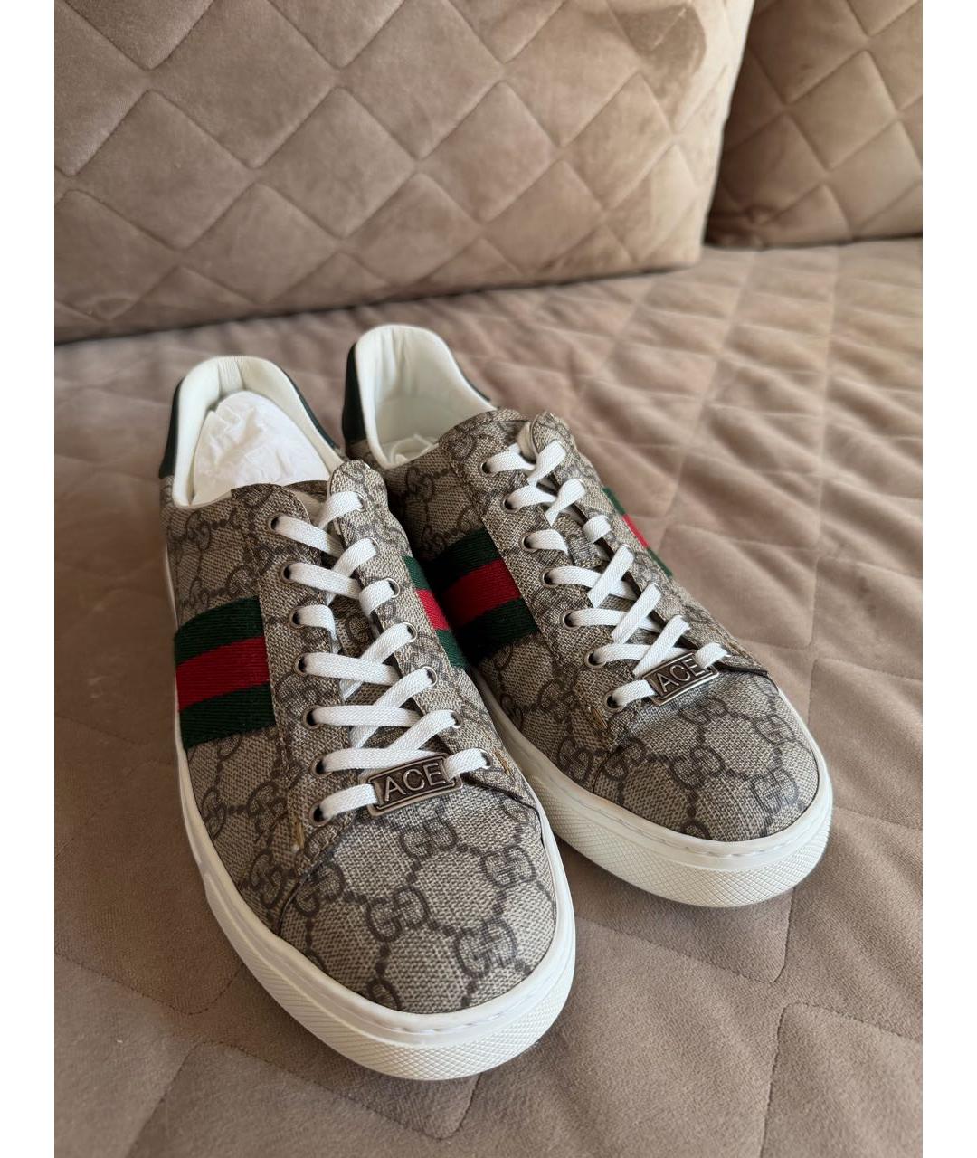 GUCCI Бежевые текстильные кеды, фото 2