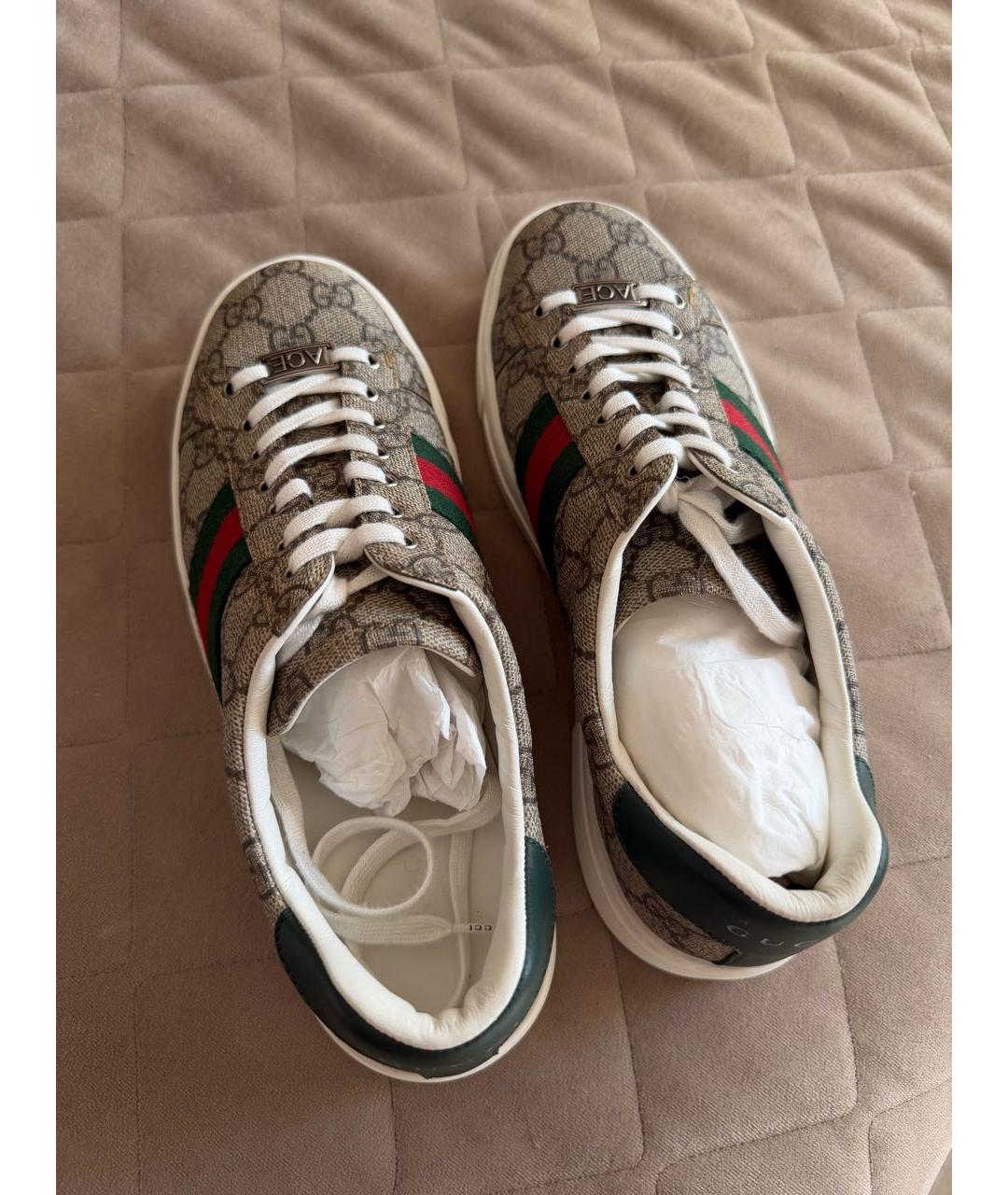 GUCCI Бежевые текстильные кеды, фото 3