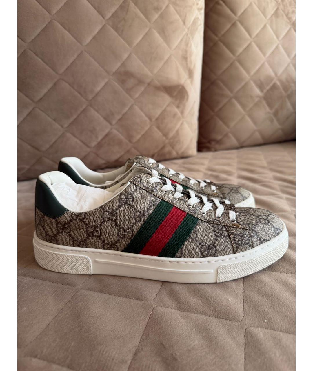 GUCCI Бежевые текстильные кеды, фото 1