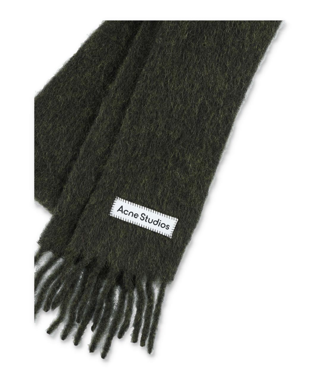 ACNE STUDIOS Зеленый шерстяной шарф, фото 2