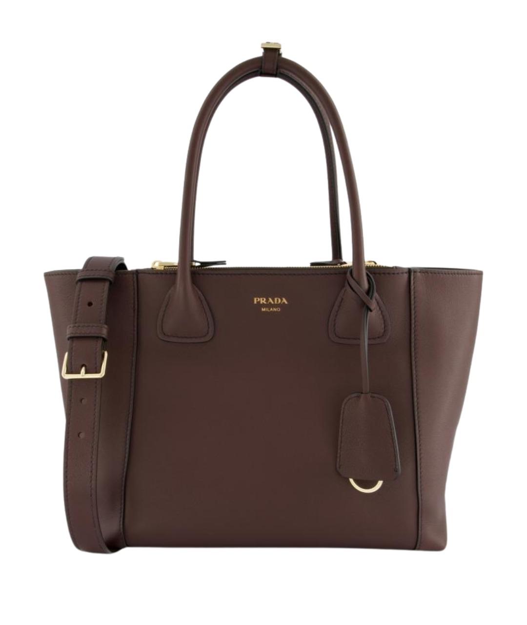 PRADA Коричневая кожаная сумка тоут, фото 1