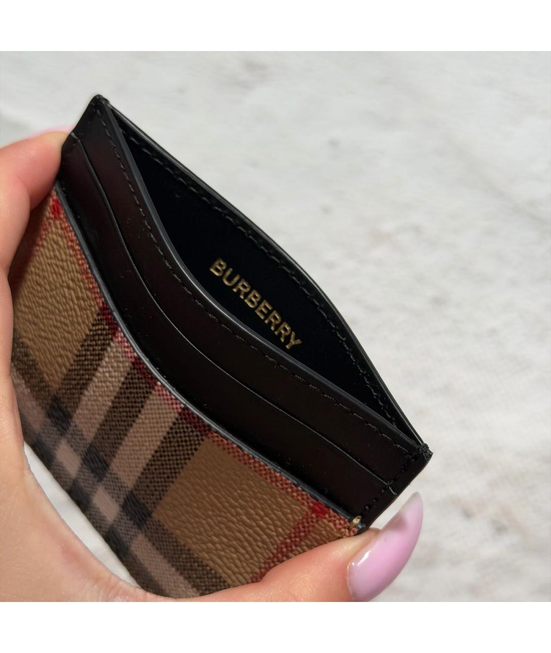 BURBERRY Черный кожаный кардхолдер, фото 4