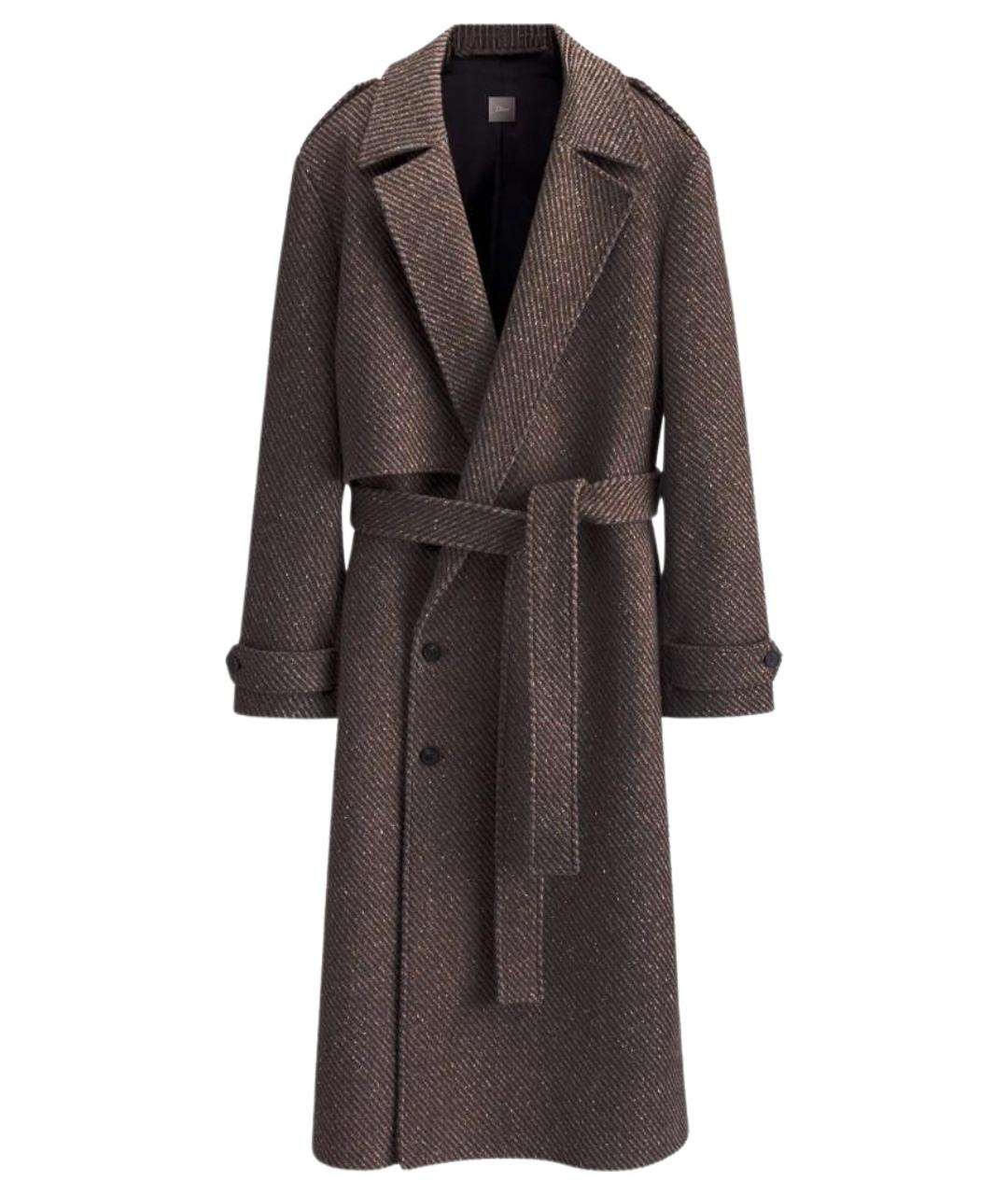 CHRISTIAN DIOR Коричневое шерстяное пальто, фото 1