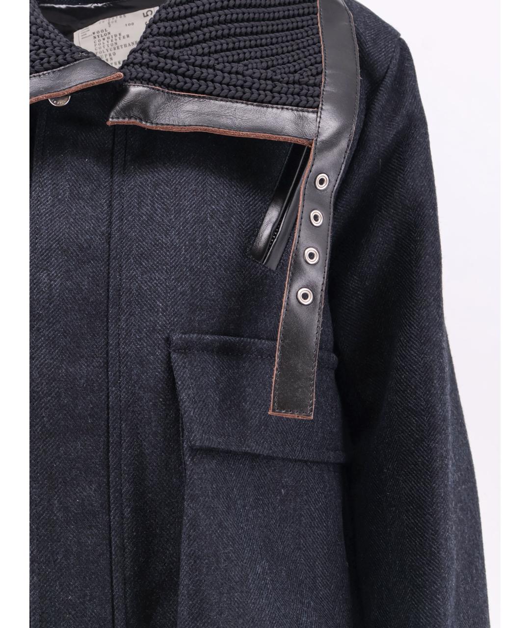 SACAI Темно-синяя шерстяная куртка, фото 3