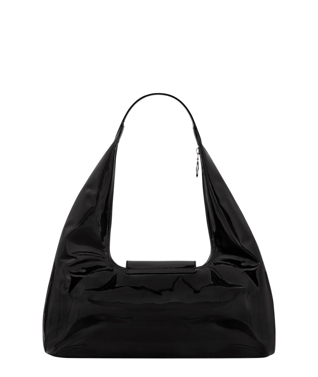 LONGCHAMP Черная кожаная сумка через плечо, фото 2