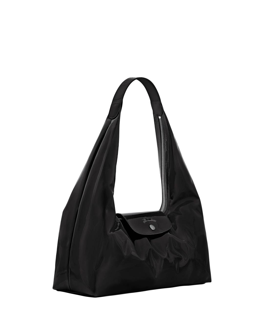 LONGCHAMP Черная кожаная сумка через плечо, фото 3