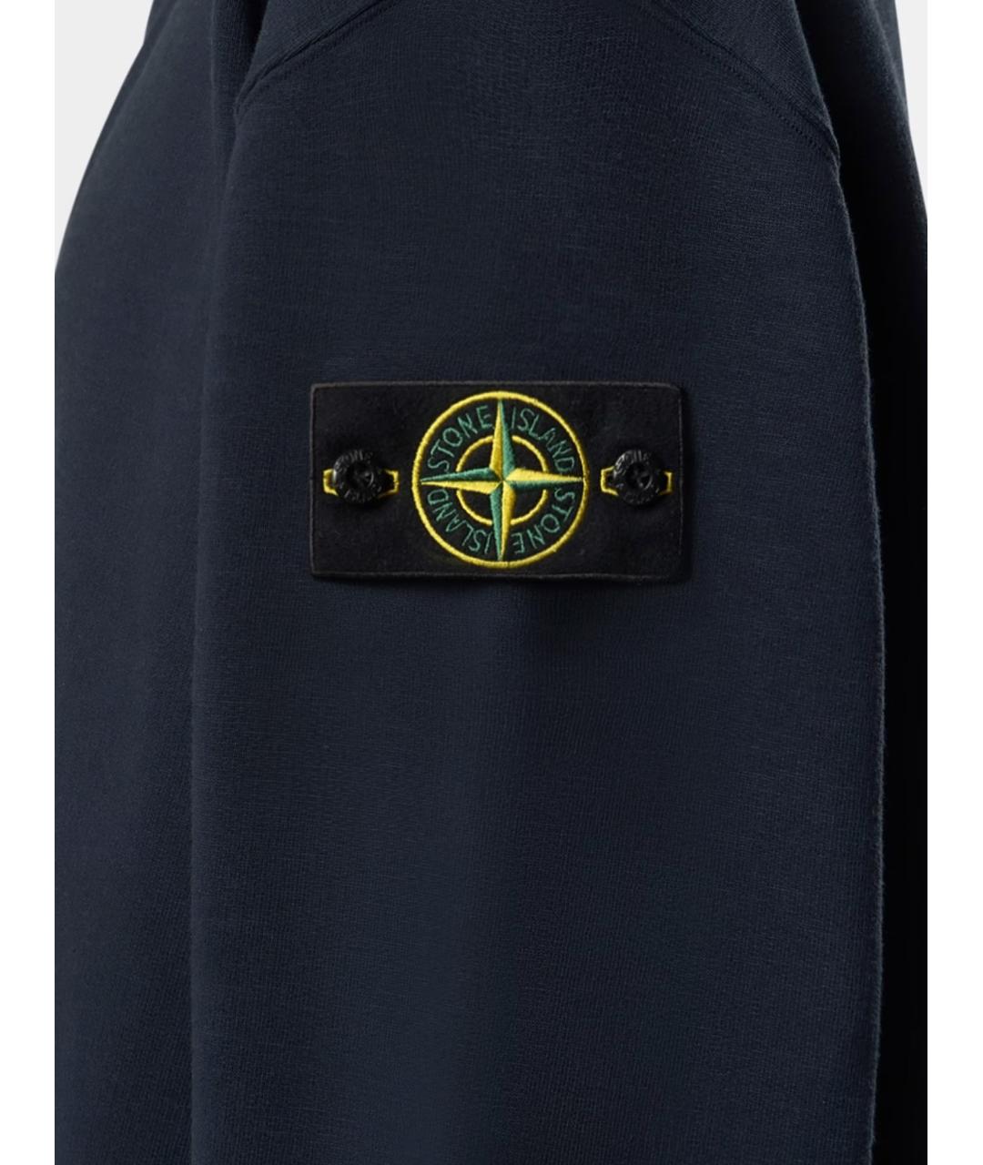 STONE ISLAND Темно-синее хлопковое поло с длинным рукавом, фото 3