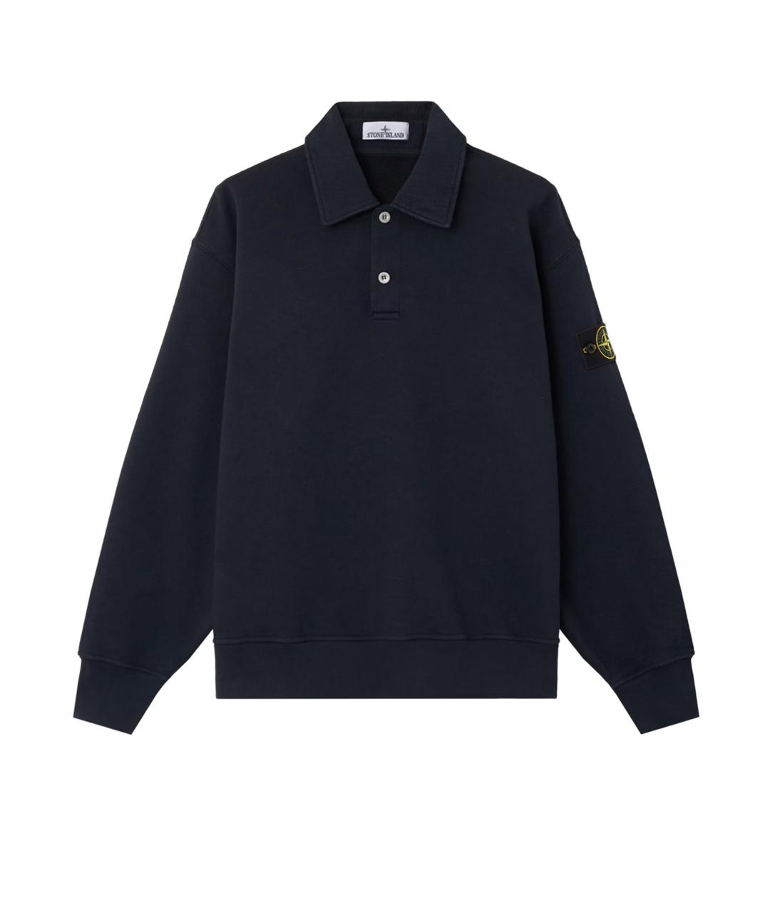 STONE ISLAND Темно-синее хлопковое поло с длинным рукавом, фото 4
